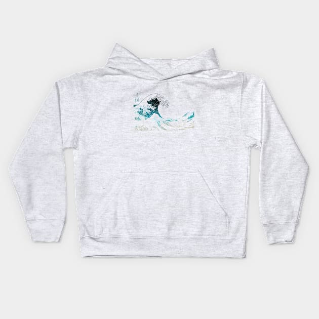 The Great Wave Off Kanagawa Wave Texture Kids Hoodie by tonylonder